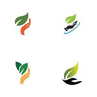 hand leaf logo vector