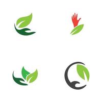 hand leaf logo vector