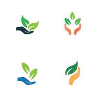 hand leaf logo vector