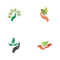 hand leaf logo vector