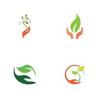 hand leaf logo vector