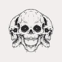 Vintage monochrome three skull vector
