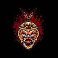 Monkey king head Illustration vector