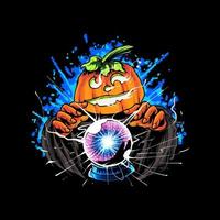 Witch Pumpkin with plasma ball Illustration