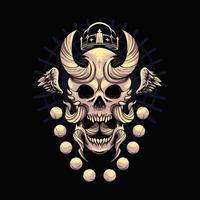 oni Skull Illustration with ornament premium vector