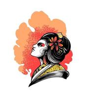 Geisha woman illustration premium vector