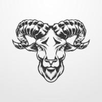 Goat head vector illustration in vintage, old classic monochrome style