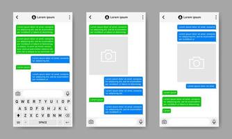 Vector illustration of messaging app user interface. Dialog conversations using social media messaging applications. Chat software interface template.
