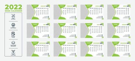 2022 Desk calendar template design vector