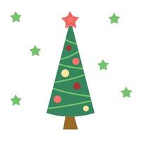 Christmas tree isolated. Decorated fir. Vector hand drawn illustration