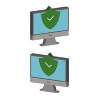 Secure Pc Illustrated On White Background vector
