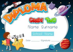 Diploma or certificate template for school kids vector