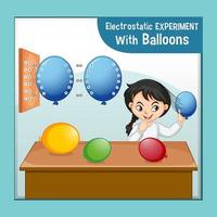 experimento de ciencia electrostática con chica científica vector