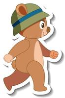 Cute bear cartoon wearing hat sticker side view vector