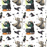 Seamless pattern with witches and elements vector