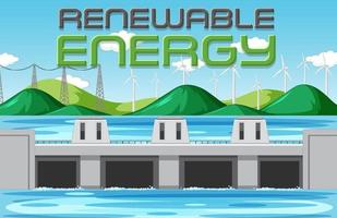 Hydro Power Plants generate electricity with renewal banner vector