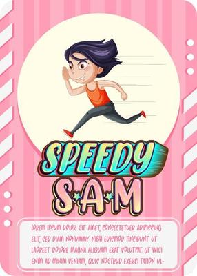 Character game card template with word Speedy Sam