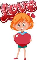 Kid holding heart on white background vector