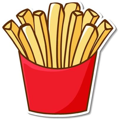 Fast food sticker design with French fries isolated