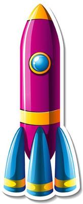 A sticker template with Rocket Ship Cartoon isolated