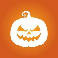 Halloween white scary pumpkin in flat style Holiday cartoon concept vector