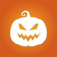 Halloween white scary pumpkin in flat style Holiday cartoon concept vector