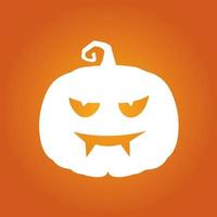 Halloween white scary pumpkin in flat style Holiday cartoon concept vector