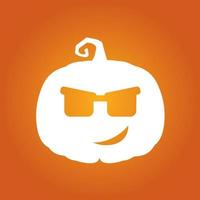 Halloween white scary pumpkin in flat style Holiday cartoon concept vector