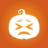 Halloween white scary pumpkin in flat style Holiday cartoon concept vector