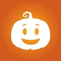 Halloween white scary pumpkin in flat style Holiday cartoon concept vector