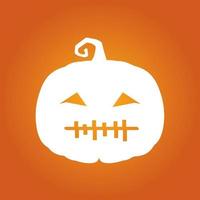 Halloween white scary pumpkin in flat style Holiday cartoon concept vector