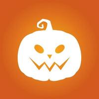 Halloween white scary pumpkin in flat style Holiday cartoon concept vector