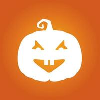 Halloween white scary pumpkin in flat style Holiday cartoon concept vector