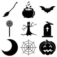 Set of Halloween scary icons in flat style for web vector