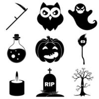 Set of Halloween scary icons in flat style for web vector