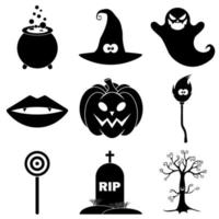 conjunto de iconos de miedo de halloween en estilo plano para web vector