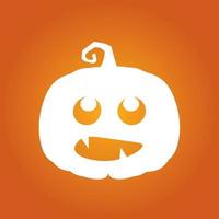 Halloween white scary pumpkin in flat style Holiday cartoon concept vector