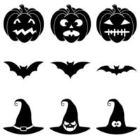 Set of Halloween scary icons in flat style for web vector