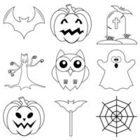 Set of Halloween scary icons in flat style for web vector