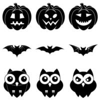 Set of Halloween scary icons in flat style for web vector