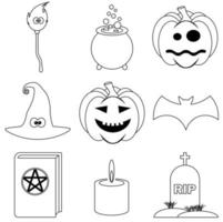 conjunto de iconos de miedo de halloween en estilo plano para web vector