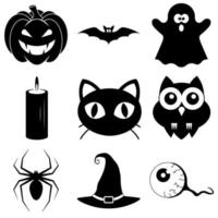 Set of Halloween scary icons in flat style for web vector