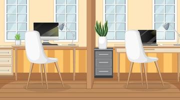 Office scene with computer on the table vector