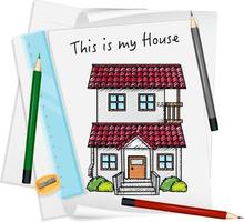 Sketch little house on paper isolated vector