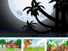 Four different nature horizontal scene vector