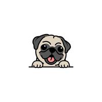 Cute dibujos animados de perro pug, ilustración vectorial vector