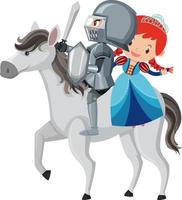 Knight riding horse cartoon character on white background vector