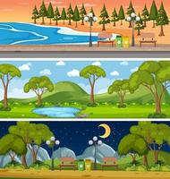 Set of different nature horizontal scenes vector