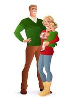 Happy family Christmas portrait vector illustration