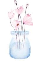 Bouquet poppies in glass vase painted with watercolor 1 vector
